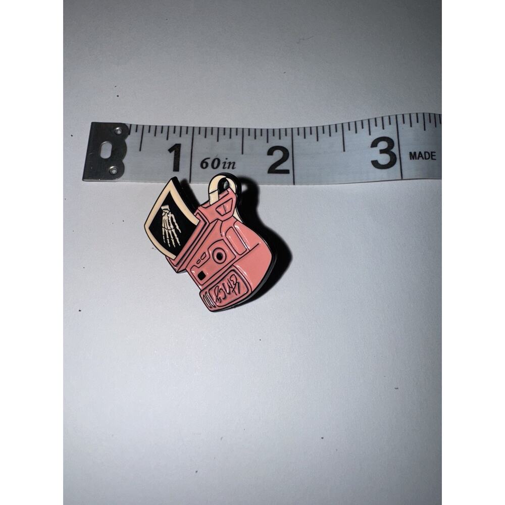 Pink Polaroid Skeleton Hand Camera Pin Brooch